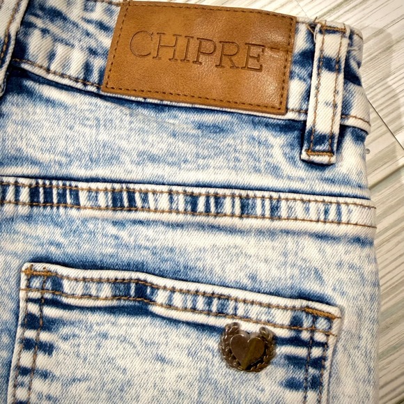 CHIPRE Denim - CHIPRE Acid Wash High Waisted Skinny Jeans Women Light Blue Distressed Denim